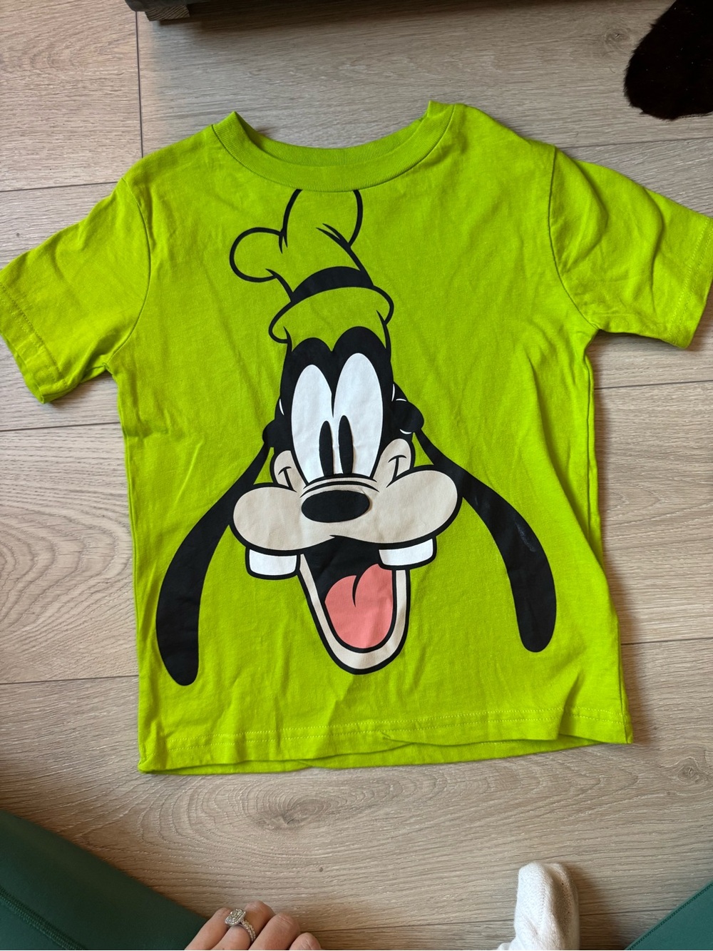 Disney Lime Green Goofy Face Short Sleeve Tee